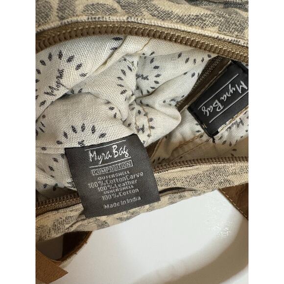 Myra Bag Backpack Upcycled Canvas Leather Hair on Hide Large Excellent Condition - Picture 11 of 11